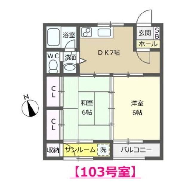 ニューカトレアN(2DK/1階)の間取り写真