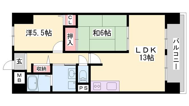 グランメェル(2LDK/4階)の間取り写真