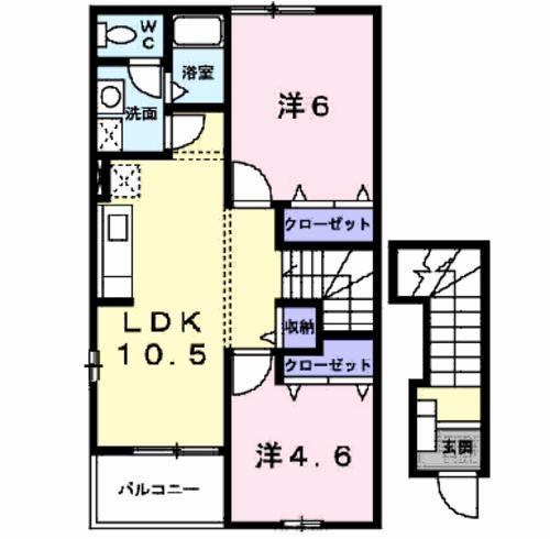 リバティハウスII(2LDK/2階)の間取り写真