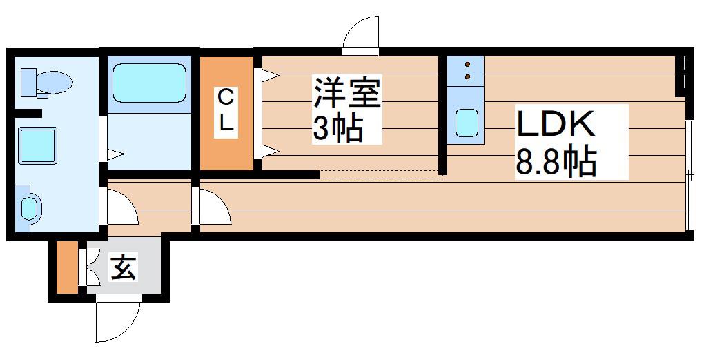 FIABLE B(1LDK/1階)の間取り写真