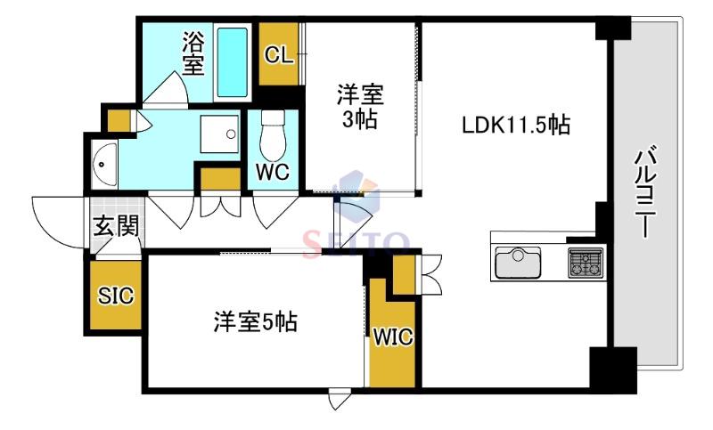 シーズンフラッツ緑地公園(2LDK/7階)の間取り写真