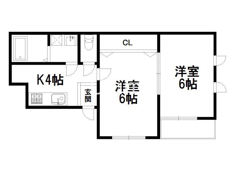 リール苗町(2K/2階)の間取り写真