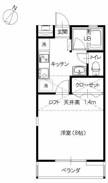 フラワーハイツ(1K/2階)の間取り写真