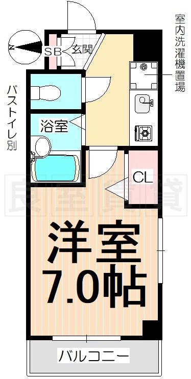 イヅミマンション(1K/6階)の間取り写真