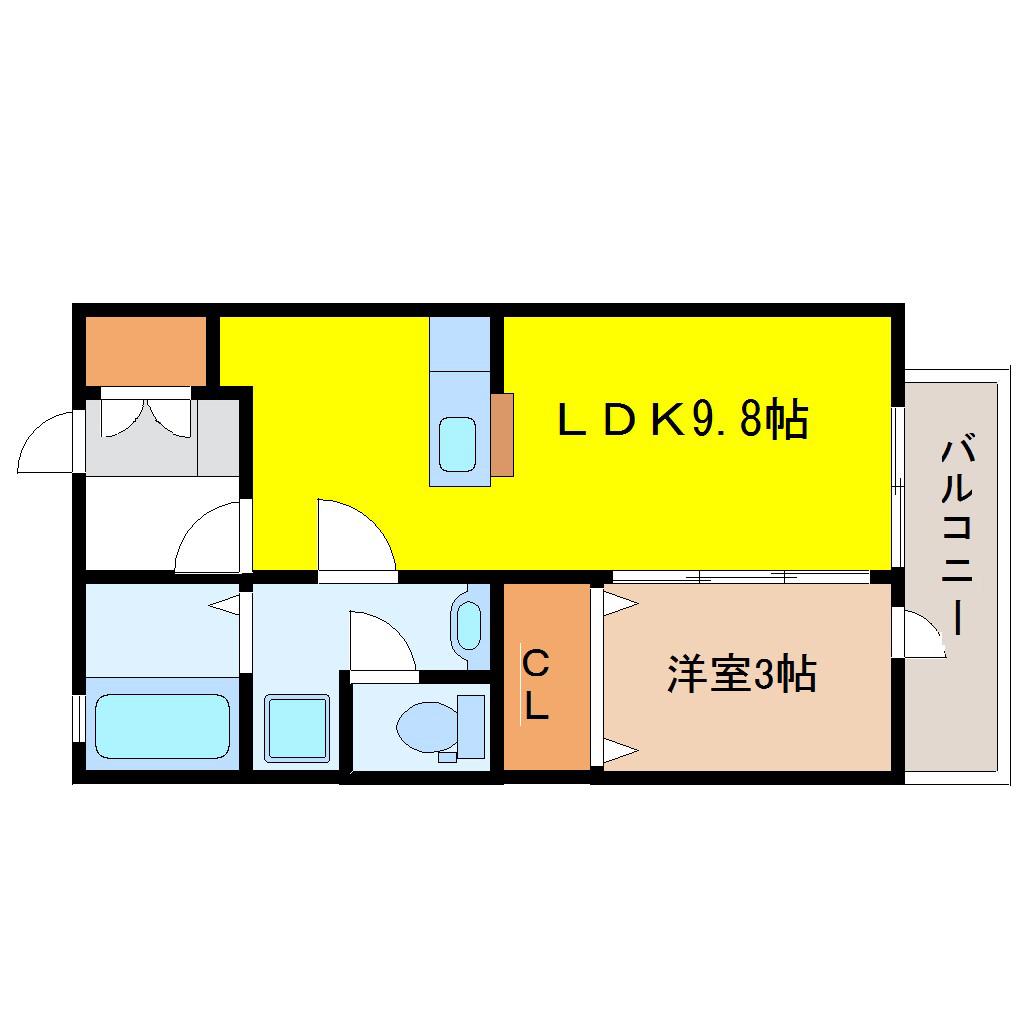 カサヴェルデ壱番館(1LDK/2階)の間取り写真