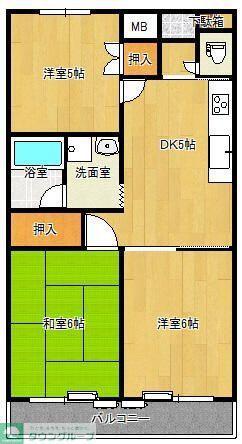 フレックシオンODA(3DK/5階)の間取り写真