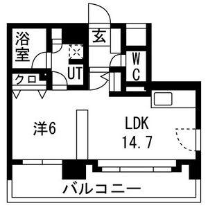 ラ・クラッセ札幌デュアルコート(1LDK/8階)の間取り写真