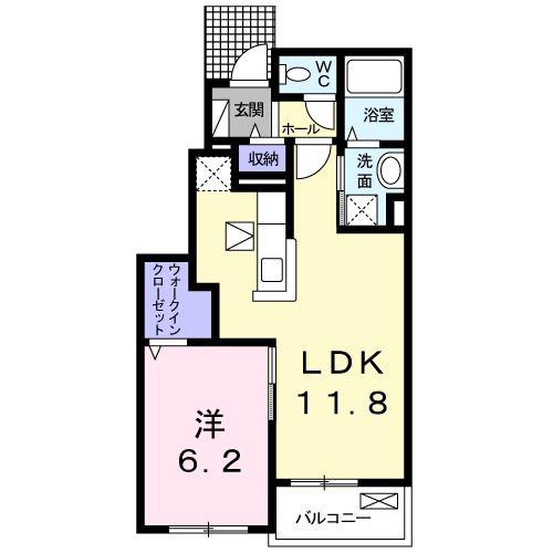 コントレイル II(1LDK/1階)の間取り写真