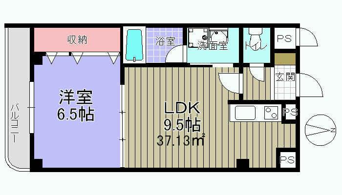 メゾンリュートII番館(1LDK/4階)の間取り写真