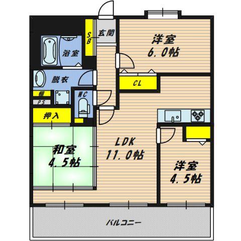 ライオンズマンション今福鶴見(3LDK/7階)の間取り写真