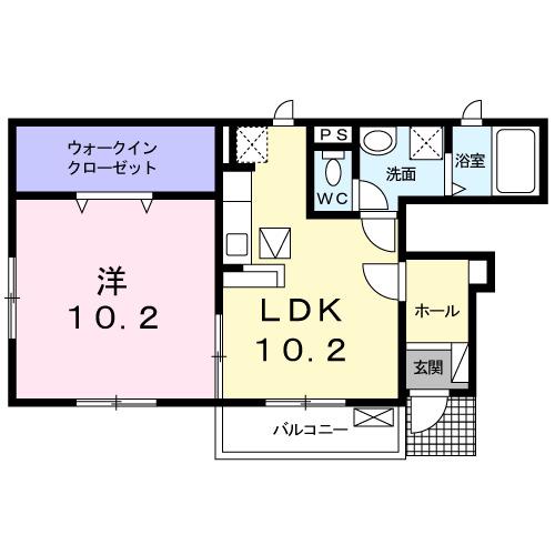 オランジュ・ボヌール(1LDK/1階)の間取り写真