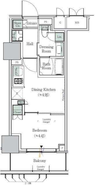 ONE ROOF RESIDENCE NISHI NIPPORI(1DK/2階)の間取り写真