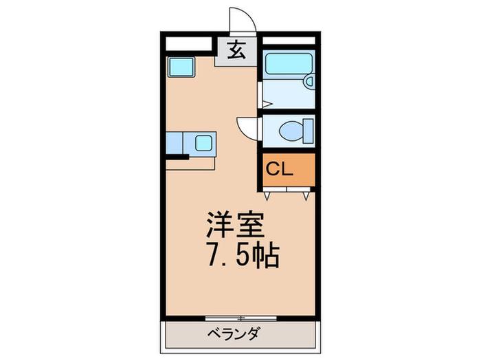 ラペシュ(ワンルーム/2階)の間取り写真