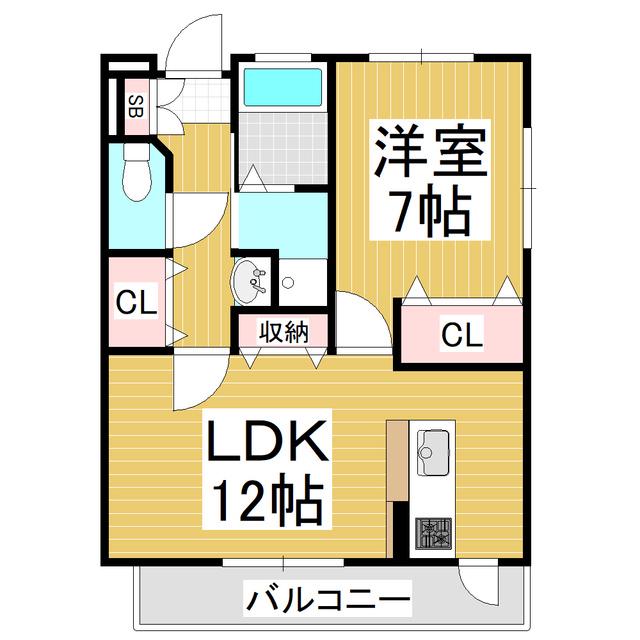 メゾンヴェルジェ(1LDK/2階)の間取り写真