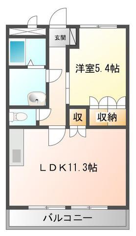 プランドール弐番館(1LDK/1階)の間取り写真
