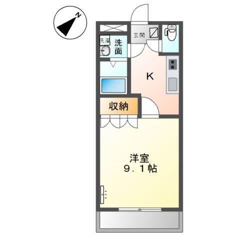 メゾン羽島(1K/1階)の間取り写真