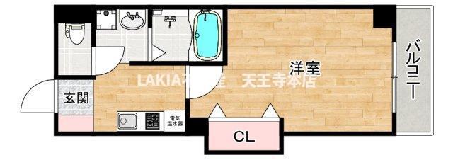 みおつくし桑津(1K/3階)の間取り写真