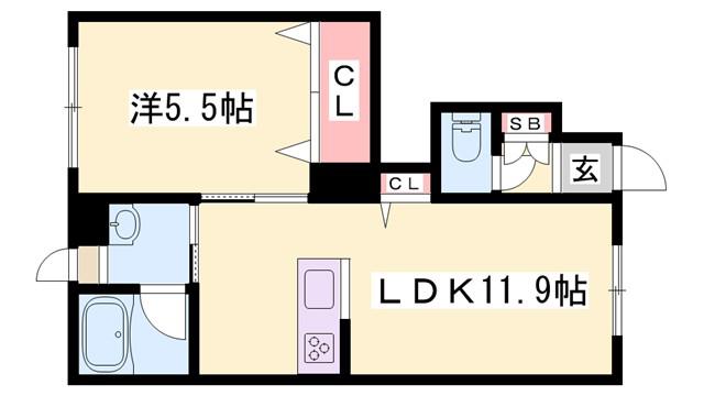 セルディーナ B(1LDK/1階)の間取り写真
