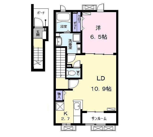 ベルシア(1LDK/2階)の間取り写真