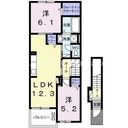 ハイバリースクエア田原(2LDK/2階)の間取り写真