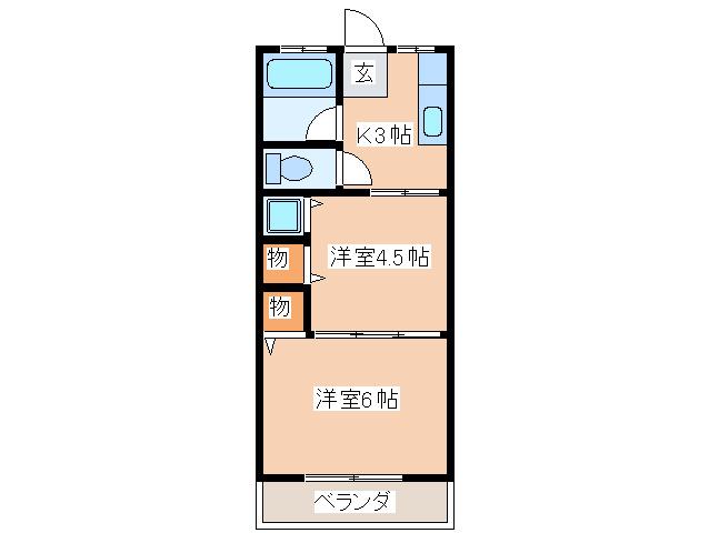 いぬいマンション(2K/3階)の間取り写真