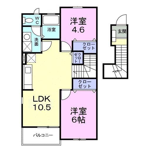 LOGEMENT S I(2LDK/2階)の間取り写真