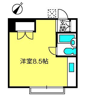 ライムハイツ(ワンルーム/2階)の間取り写真