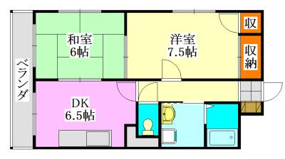 メゾンミカド(2DK/1階)の間取り写真