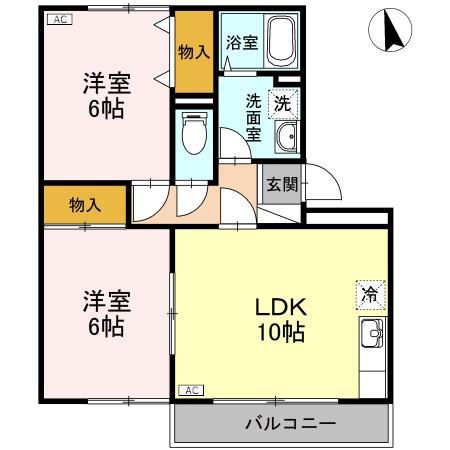 ロイヤルガーデン B202(2LDK/2階)の間取り写真