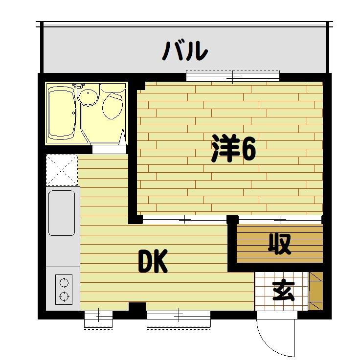 ウィスダム横浜(1DK/3階)の間取り写真