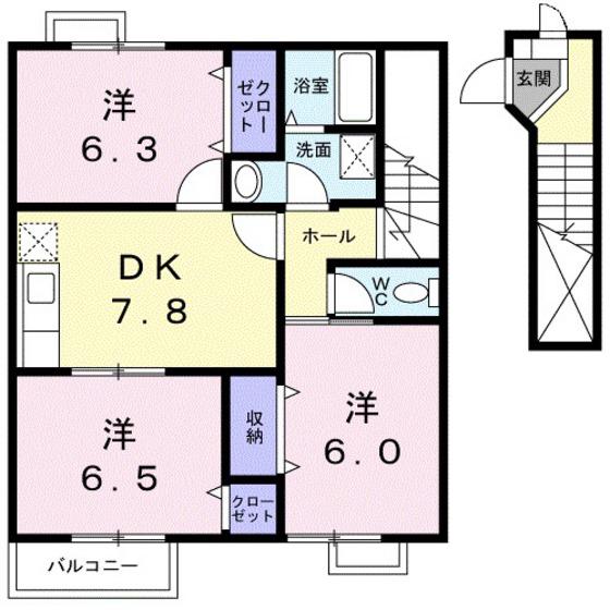 青空館C(3DK/2階)の間取り写真