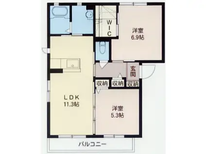 グランドソレーユA(2LDK/2階)の間取り写真