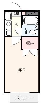 仮谷コーポB(1K/2階)の間取り写真