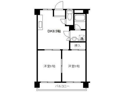 ハイムヒラノ(2DK/3階)の間取り写真