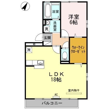 リビングタウン朝田A棟(1LDK/3階)の間取り写真
