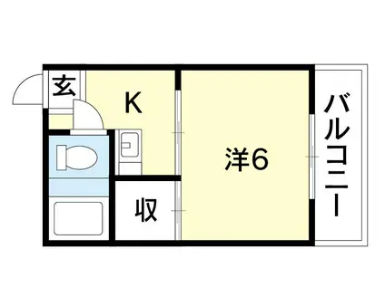 長谷部マンション(1K/2階)の間取り写真