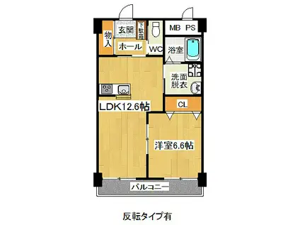 レジデンス渓北(1LDK/2階)の間取り写真