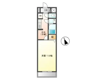 ハイタウン久保(1DK/5階)の間取り写真