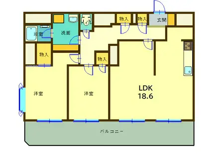 ノースゲート長町(2LDK/2階)の間取り写真