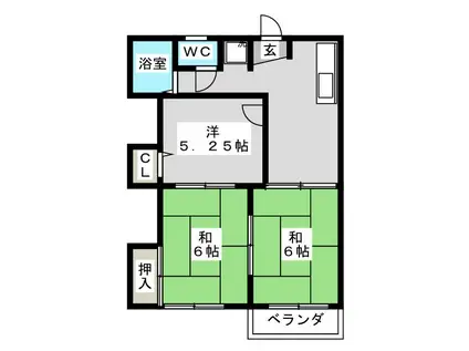 第2タウニイ宮崎(3K/2階)の間取り写真