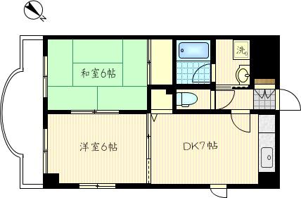 エクセランド旭町(2DK/3階)の間取り写真