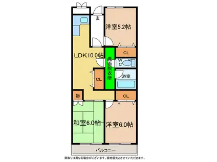 エスポアール石橋(3LDK/1階)の間取り写真