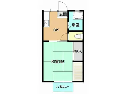 コーポサンシャインA棟(1DK/2階)の間取り写真