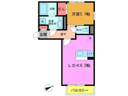 ラムサールNARASHINO(1LDK/2階)の間取り写真