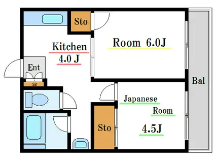 篠崎ビル(2K/4階)の間取り写真