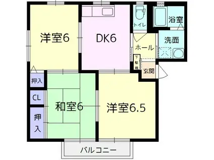 エクセレント郷ノ木  B棟(3DK/2階)の間取り写真