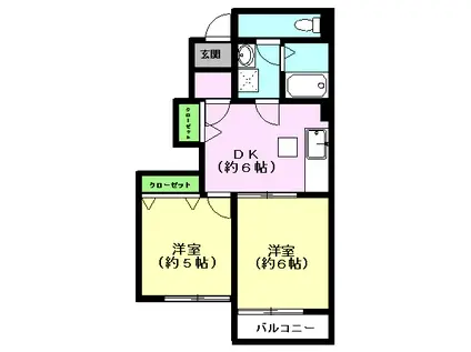 菊池ガーデンヒルズ(2DK/1階)の間取り写真