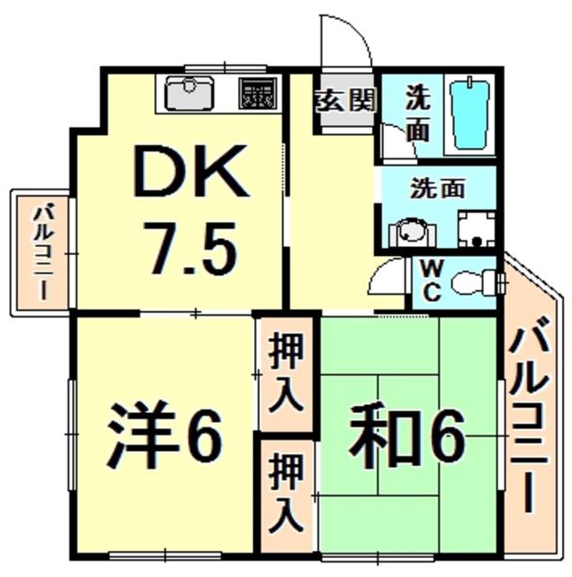 富士マンション(2DK/3階)の間取り写真