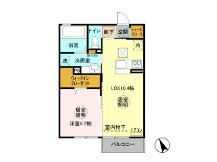 鹿島臨海鉄道 東水戸駅 徒歩46分 2階建 築8年(1LDK/1階)の間取り写真