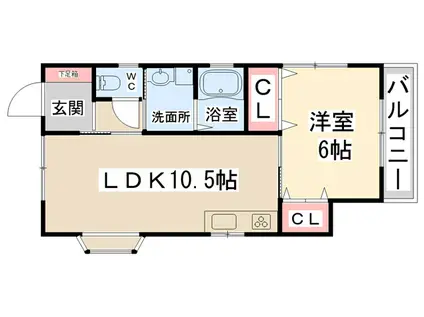 ハナヤシキヒルII(1LDK/2階)の間取り写真